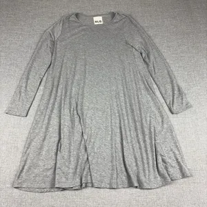 BLQ T-Shirt Dress Womens 0 Gray Long Sleeve Swing Jersey Stretch Casual Short thumbnail 1