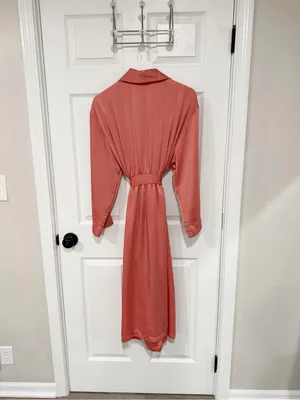 State of Day Coral Quiet Luxury Satin Intimate Clean Beauty Long Large Robe thumbnail 5