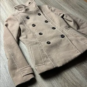 H&M Tan Double-Breasted Pea Coat Size 6 thumbnail 3