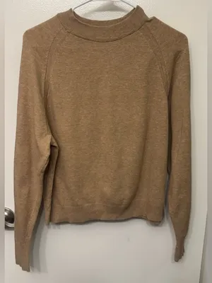 EUC A New Day Lightweight Carmel Sweater | Soft Neutral Knit Pullover thumbnail 1