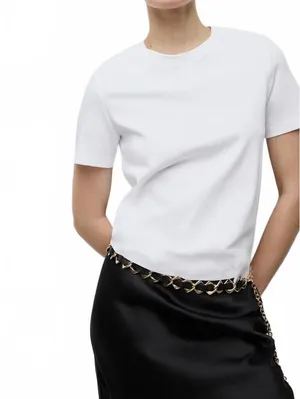 Mango Cotton Short-Sleeved T-Shirt NWT White Small thumbnail 2