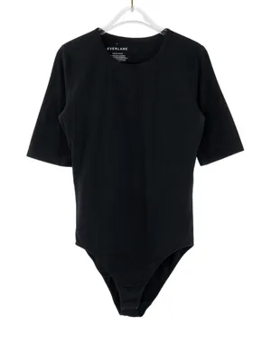 Everlane The Short-Sleeve Crew Neck Bodysuit Black Bodysuit Medium thumbnail 1