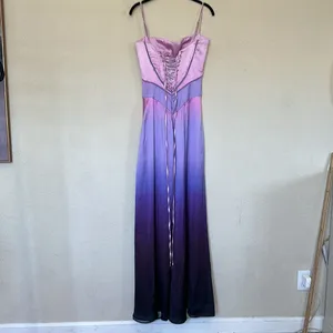 HOUSE OF CB 'Anabella' S A-C Ombre Print Lace‎ Up Maxi Dress NWOT thumbnail 8