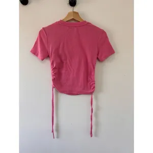 Zara Pink Ribbed Knit Crop Top Medium Ruched Y2K Streetwear coquette girl fest thumbnail 6
