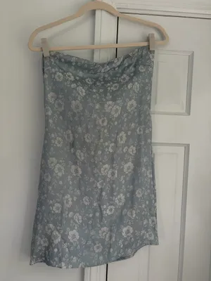 Princess Polly Ramie strapless floral mini dress in light blue thumbnail 3