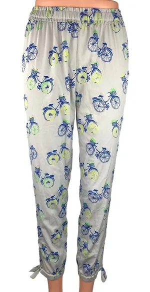 Aerie Gray Bicycle Print Elastic Waist Pull On Crop Sweat Jogger Pants Size XS thumbnail 1