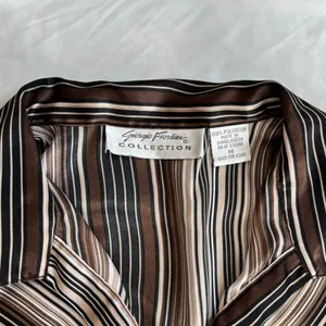 90s‎ Vintage Giorgio Fiorlini Collection Striped Satin Sleeveless Blouse Medium thumbnail 4