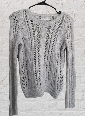 Grey Abercrombie & Fitch Women's Open Cable Knit Sweater Size XS thumbnail 1