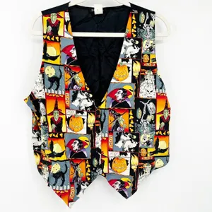111 Main Womens Vintage Halloween Spooky Witch Vampire Novelty Print Vest Size L thumbnail 2
