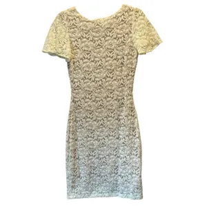 NWT‎ Belle Badgley Mischka Lace Floral Sequin Stretch Mini Dress White Nude thumbnail 4