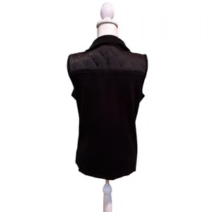 Susan Graver Black Quilted Zip Vest Size Small‎ Gold Zip Sleeveless Jacket thumbnail 2