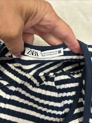 Zara Navy White Striped Maxi Tank Dress thumbnail 5