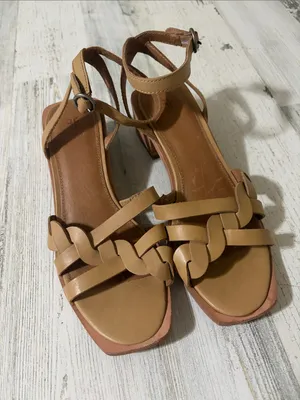 Frye Tan Huarache Braided Ankle-Strap Block Heel Sandal Size 6.5 thumbnail 2
