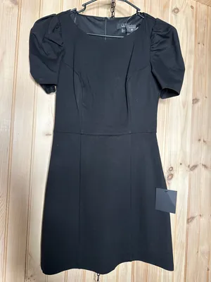 NWT Lulus Kasai Black Short Sleeve Mini Dress LBD Party Night Out Puff Sleeve M thumbnail 2