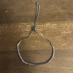 Silver tone dainty tennis bolo bracelet thumbnail 4