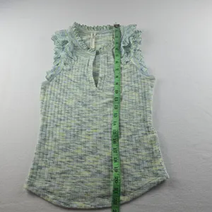 By Anthropologie -641 Crochet Ruffle Tank Top Sleeveless Knit‎ Blue Size Small thumbnail 11