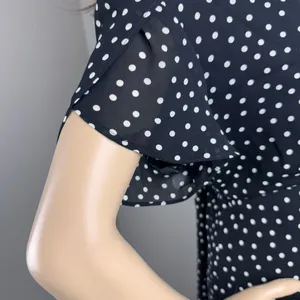 1990s VTG Dani Max Black & White‎ Polka Dot Rockabilly Maxi Dress w Ruffle Sz 14 thumbnail 7