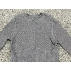 Free People Movement Ribbed Long Sleeve Fitted Top Thumbholes Gray Size L thumbnail 4