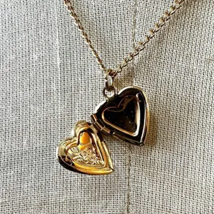 Gold tone triple chain heart locket pendant necklace thumbnail 3
