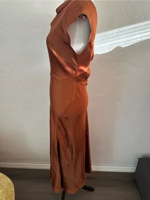 Hello Molly GET IN FORMATION SATIN MIDI DRESS BROWN us 4 thumbnail 5