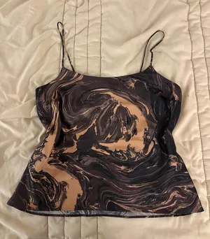 Express Satin Black and Brown Marble Cami Top thumbnail 1