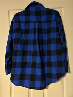 Wild Fable plaid flannel bottom down shirt Black Size M thumbnail 5
