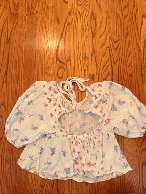 Free People floral blouse with tie back thumbnail 2