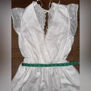 American Eagle Outfitters Eyelet Ruffle White Backless Romper thumbnail 12