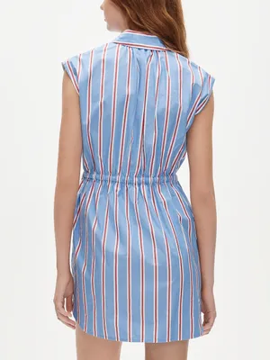J.Crew Sleeveless Shirtdress Womens 8 Blue Red Striped NWT CW436 Drawstring thumbnail 4