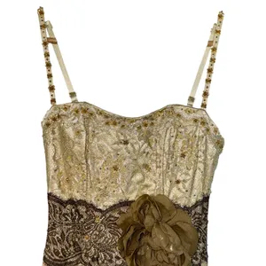 NWT Mandalay Cream Floral Lace Beaded Sequin Mermaid Evening Gown Dress Size 8 thumbnail 2