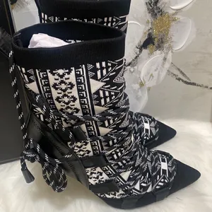Stiletto Bootie Size 7.5 - Color- Black- White thumbnail 4