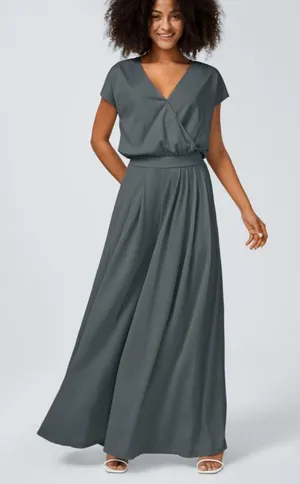 NWOT Halara Grey V Neck Short Sleeve Wide Leg Flowy Waffle Casual Jumpsuit thumbnail 1