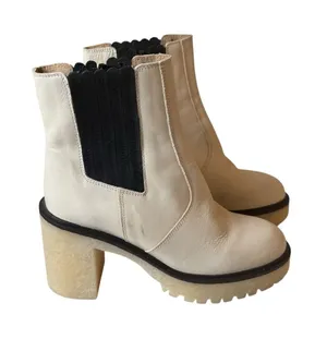Free People Lug Sole James Chelsea Boots White Leather NEW Size EU 38 US 7.5 thumbnail 1