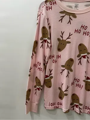 Carter’s Women’s Snug Fit Pajama NEW 2pc Set 100% Cotton Pink Reindeer Medium thumbnail 3