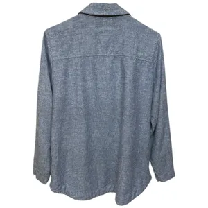 Centigrade Button Front Linen Blend Shacket Shirttail Hem Indigo Blue M NO BELT thumbnail 2