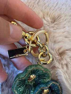 Coach Tea Rose Flower Bag Charm Key Ring thumbnail 5