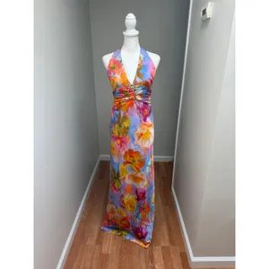 Show Me Your Mumu Chelsea Maxi Dress Brushed Blooms Abstract Print Size Small thumbnail 5