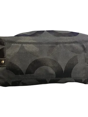 Coach black monogram hobo bag "C" pattern sateen fabric, signature Coach hangtag thumbnail 7