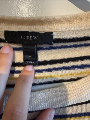 J.Crew 100% Merino Wool Multicolor Striped Sweater Size Medium thumbnail 3