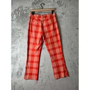 Maeve by Anthropologie Orange Plaid Kick Flare Pants 4 Cropped Career Office thumbnail 3