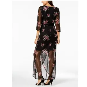 Connected Apparel Dark Romantic Floral Mesh Overlay Maxi‎ Dress Size 22W thumbnail 10