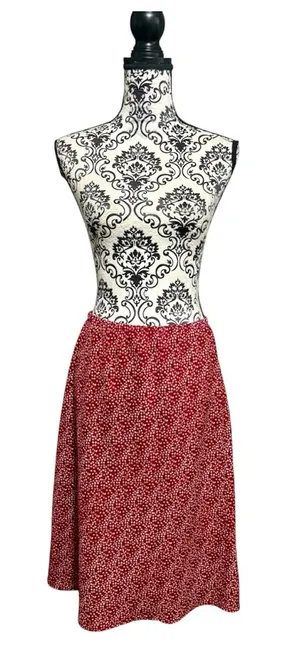 WINDSOR Vintage Red Floral Printed A-Line Skirt thumbnail 1