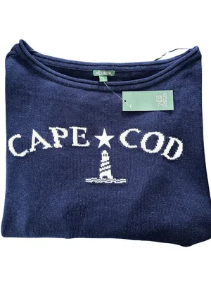 Wild Fable Cape Cod Knit Sweater Navy Blue Lighthouse Graphic Oversized XL NWT thumbnail 9