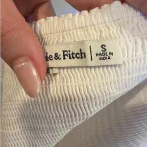 Abercrombie & Fitch Off-The-Shoulder Poplin Puff Sleeve Top In White Size Small thumbnail 8
