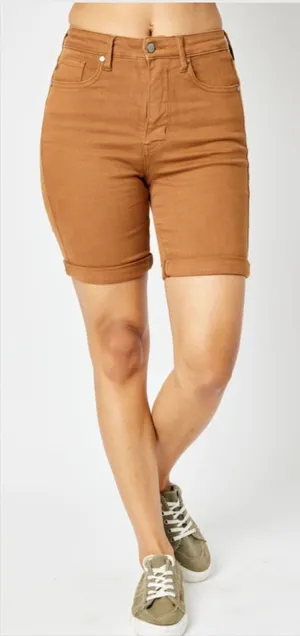 Judy Blue High Waist Garment Dyed Tummy Control Bermuda Shorts Size Medium EUC thumbnail 1