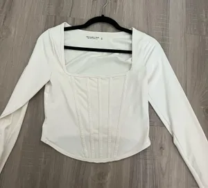 Abercrombie White Corset Top Long Sleeve thumbnail 1