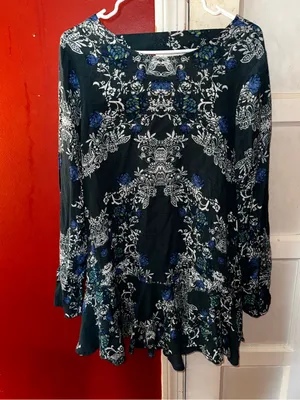 Free People "Smooth Talker" Tunic Swing Mini Dress Medium Boho Floral thumbnail 8