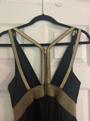 Black and gold formal dress thumbnail 5