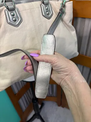 Coach Ivory Leather Tote with Silver Accents thumbnail 10