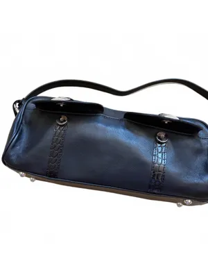 Brighton Black Leather Shoulder Bag Croc Embossed Heart Hardware Buckle C687292 thumbnail 5